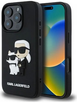 Karl Lagerfeld 3D Rubber Karl and Choupette Θήκη Σιλικόνης για iPhone 16 Pro Max Μαύρο