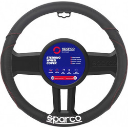 Κάλυμμα τιμονιού μαύρο δέρμα D38cm 1τμχ Sparco