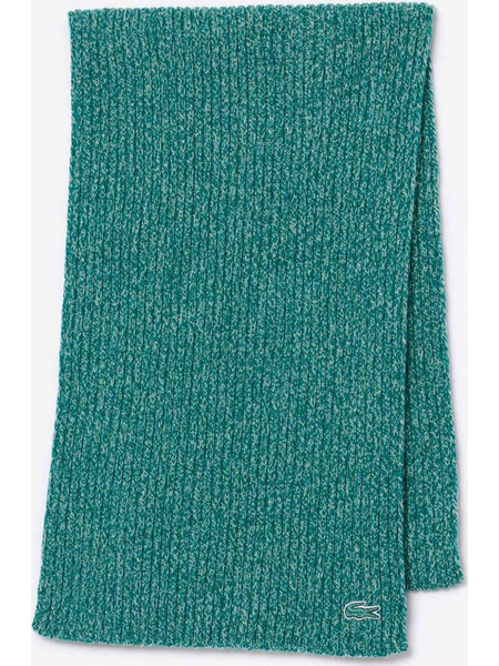 Lacoste unisex μάλλινο κασκόλ ribbed με κεντημένο λογότυπο - RE4736-00 Πράσινο