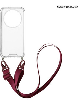 Sonique Armor Clear Θήκη Σιλικόνης με Strap (Honor Magic5 Lite 5G) Μπορντό
