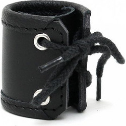 Rimba Adjustable Leather Ballstretcher Ρυθμιζόμενο Ελαστικό Δαχτυλίδι Όρχεων Μαύρο