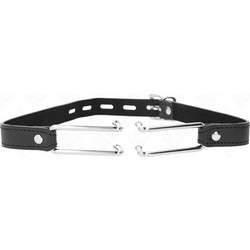 Kink Metal Hook Gag with Leatherette Strap Black