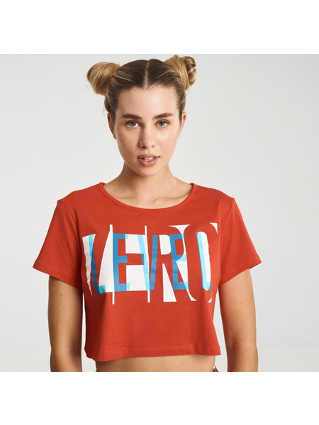 Zero Level Κοντομάνικο Crop Top Κόκκινο (001-100045RD)