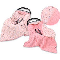 Double-sided car seat blanket - ballerinas pink/powder pink