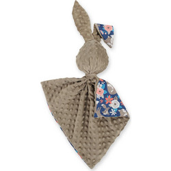 Cuddly rabbit double-sided - fox family on blue/brown