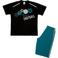 Minerva The Future Is Football Παιδική Πιτζάμα Βαμβακερή Καλοκαιρινή Μαύρη Τιρκουάζ 90-62096-045