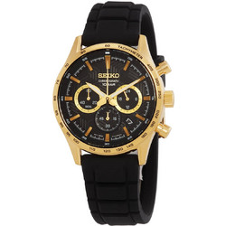 Seiko Ανδρικό Ρολόι Χρονογράφος με Μαύρο Καουτσούκ Λουράκι SSB446P1