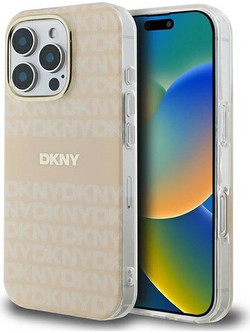 DKNY Repeat Texture Pattern & Stripe MagSafe iPhone 16 Pro Case - Pink