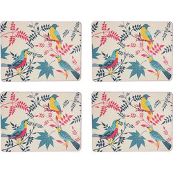 Σουπλά με σχέδια πουλιά 29x21.5 εκατ. σετ 4 τμχ Birds