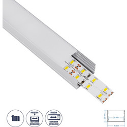 GloboStar(R) SURFACE-PROFILE 70824-1M Προφίλ Αλουμινίου - Βάση & Ψύκτρα Ταινίας LED με Λευκό Γαλακτερό Κάλυμμα - Επιφανειακή Χρήση - Πατητό Κάλυμμα - Ασημί - 1 Μέτρο - Μ100 x Π3 x Υ2cm