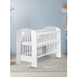 Klups Nel Heart Κούνια για Στρώμα 60x120cm Λευκή Γκρι