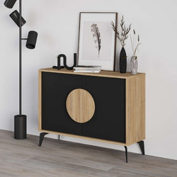 Μπουφές Gora Megapap χρώμα sapphire oak - silky black 110x40x82εκ