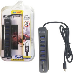 Andowl Q-HU300B USB Hub 3.0 USB-A με 8 Θύρες USB-A / Card Reader