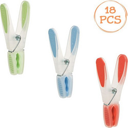 Μανταλάκια Softgrip Διάφανα Χρωματιστό Χερούλι 8.5cm - 18 τμχ