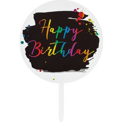 Διακοσμητικό Τούρτας Happy Birthday Rainbow 17x12cm