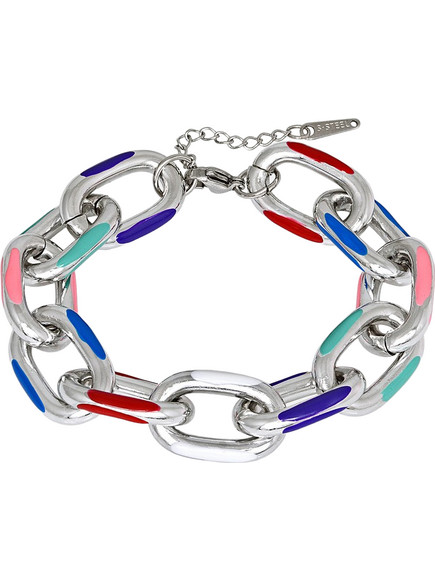 Ghetto Αλυσίδα Βραχιόλι Multicolor Ακρυλικό Ασημί
