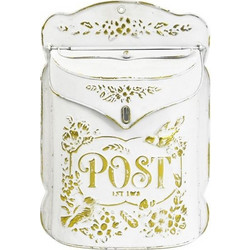 Artekko Mailbox Μεταλλικό Γραμματοκιβώτιο σε Λευκή Πατίνα (27x10x39)cm