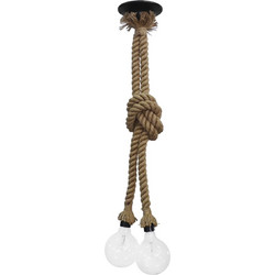 Heronia Lighting MR-02C 2/L Κρεμαστό Φωτιστικό Οροφής με Σχοινί Δίφωτο E27 Καφέ 31-0104