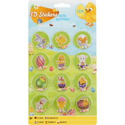 ΠΑΣΧΑΛΙΝΑ 3D STICKERS ΜΕ GLITTER 12 τεμ. (002.810028)