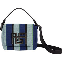 Ames ORA STRIPES Γυναικείο Τσαντάκι Χειρός Δερμάτινο Μπλε