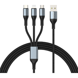BWOO 3-in-1 Cable USB - USB-C, Lightning, Micro USB 1m 3A X274 black