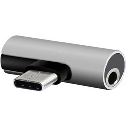 Setty Adapter USB-C - Audio Jack 3,5mm + USB-C AD-C-JC-7 sliver