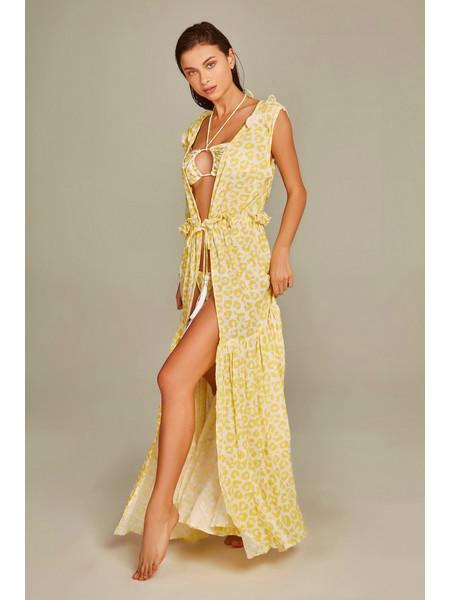 Sophie Robe In Yellow Leopard Print