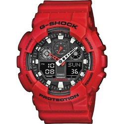Casio G-Shock Ανδρικό Ρολόι Χρονογράφος με Κόκκινο Καουτσούκ Λουράκι GA-100B-4AER