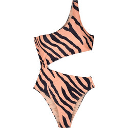 Ολόσωμο μαγιό μονοκίνι zebra με ανοίγματα Μπεζ