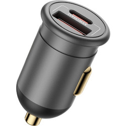 BLUEO - Car Charger - 1x USB, 1x Type-C, 35W, With Built-In Protections, For 12V To 24V Dc Socket, Matte Finish - Grey