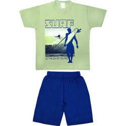 Pretty Baby Surf Παιδική Πιτζάμα Βαμβακερή Καλοκαιρινή Navy Μπλε Lime 63031-434
