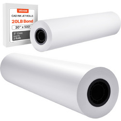 VEVOR Ρολό Χαρτιού Πλοτ, 762 mm x 152.4 m, 80 GSM, 2 Ρολά για Σχέδια CAD και Αρχιτεκτονικά Σχέδια KFDYZ3INCH306THZW001V0