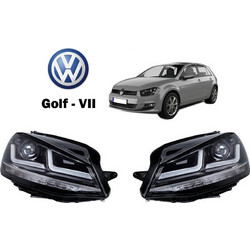 Μπροστινά Φανάρια Set Για Vw Golf VII (7) 12-17 DRL Full Led Halogen Version Black/Chrome LEDHL103-CM Osram Ledriving Osram Ledriving VOLKSWAGEN OSRAM