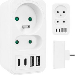 Maclean Current socket x2 + 4xUSB , splitter with 2 sockets, 2xUSB A, 2xUSB C PD 20W, 1x16A + 1x6A, - (MCE249 F/W)
