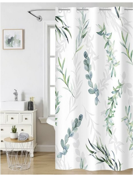 Κουρτίνα Μπάνιου (180x200) Cedar Nima Home Λευκό|Πράσινο 180x200