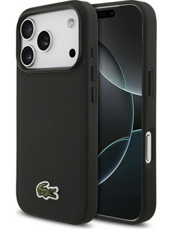 Lacoste Iconic Petit Pique Woven Logo Magsafe Back Cover Black (iPhone 17 Pro)