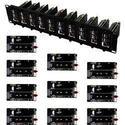 Βάση GeeekPi 19" 2U για Raspberry Pi 5, με 10 προσαρμογείς PCIe σε M.2 NVMe SSD
