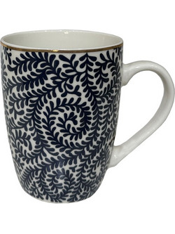 FLEUR ΚΟΥΠΑ 8x8x11cm NEW BONE CHINA ΛΕΥΚΟ ΜΠΛΕ ΧΡΥΣΟ 6τμχ
