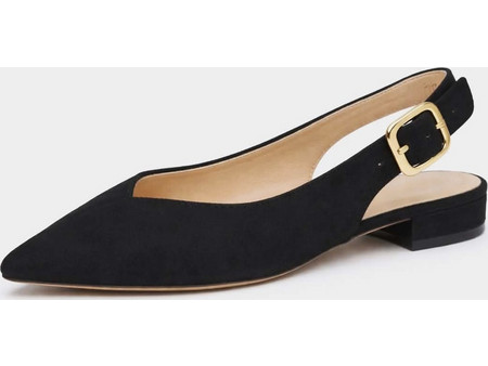 Slingback Μπαλαρίνες μαύρες με χρυσή αγκράφα στο πίσω μέρος (ΚΩΔ. LOF39 )