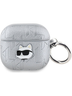 Karl Lagerfeld Choupette Head 3D Θήκη Πλαστική με Γάντζο για Apple AirPods 4 - Ασημί