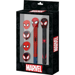 Marvel Spiderman Pen + Pencil + 4 erasers pack