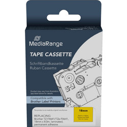 Ετικέτες Γενικής Χρήσης Mediarange (Brother TZ-FX641/TZe-FX641) 18mm, 8m, Laminated and Permanent Adhesive, Flexible, Black on Yellow Μαύρο κείμενο σε κίτρινο φόντο