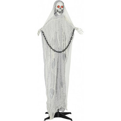 Διακόσμηση Halloween Σκελετός Θεριστής Εξωτερικού Χώρου 183cm Κινούμενος Ομιλών Σκελετός με Φωτεινά Μάτια και Τρομακτικό Ήχο Διακόσμηση Halloween για Πόρτα Κήπο Πάρτι Αυλή Στοιχειωμένο Σπίτι