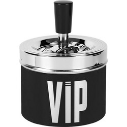 Τασάκι Μεταλλικό Αντιανεμικό Ασημί Μαύρο VIP O9x14cm