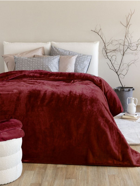 Palamaiki Κουβέρτα Βελουτέ 220x240 DREAM VELOUR/3 BORDO Κόκκινο