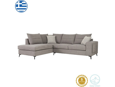 Pakoworld Montana Γωνιακός Καναπές Δεξιά Γωνία Γκρι 275x215x93cm 168-000066