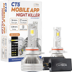 ΛΑΜΠΕΣ LED ΖΕΥΓΟΣ CT5 MOBILE HIR2/9012 SHORT 160W WHITE 6500K NIGHT KILLER CARTECH