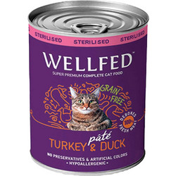 Wellfed Sterilised Adult Grain Free Pate with Turkey & Duck 400gr