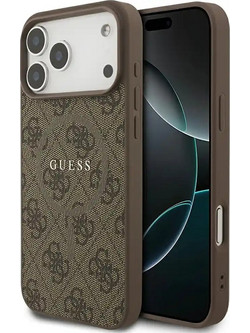 Guess Θήκη PU Leather 4G Colored Ring MagSafe iPhone 17 Pro Max Brown