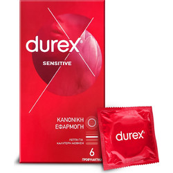 Durex Sensitive Regular Fit Προφυλακτικά Λεπτά με Λιπαντικό 6τμχ